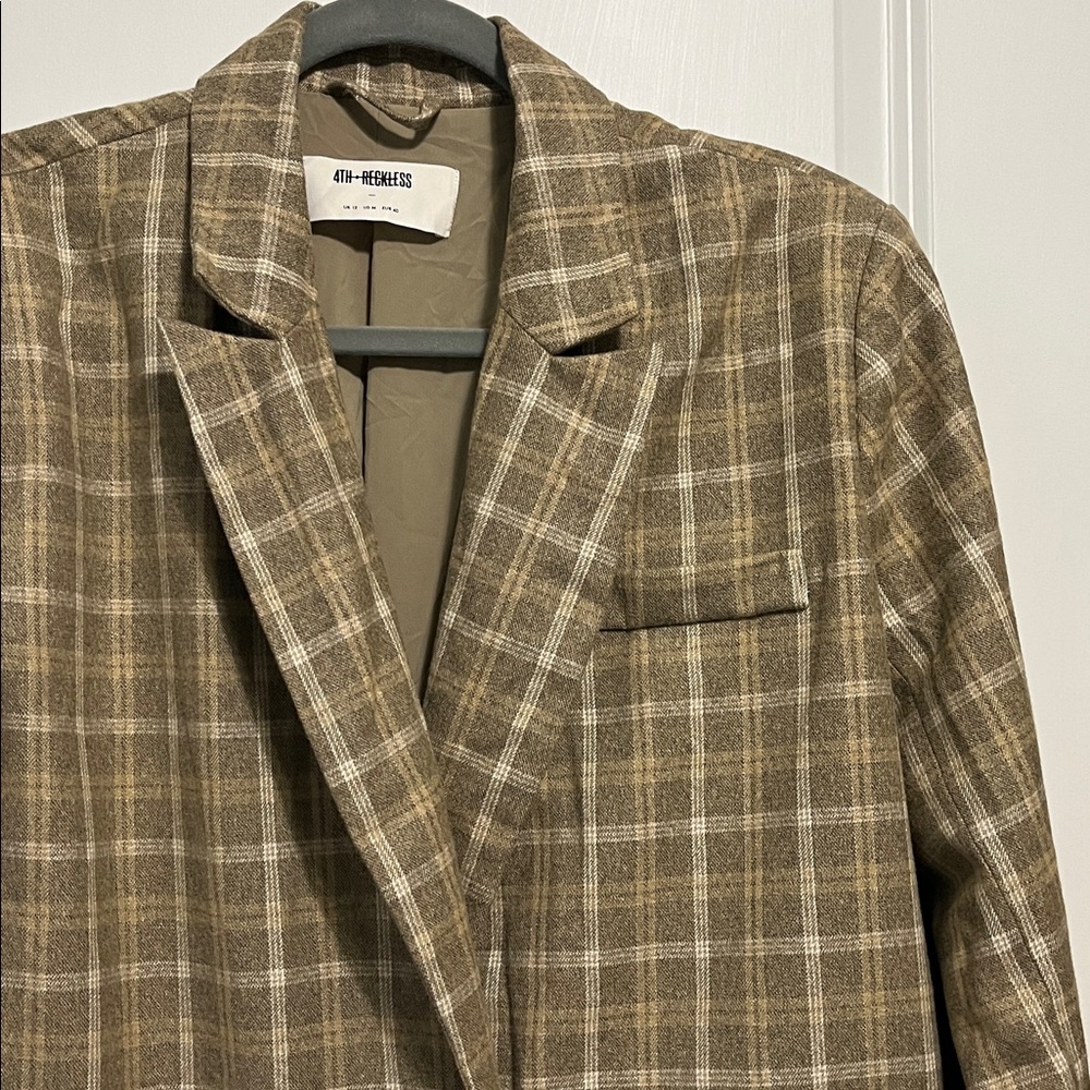 NWOT 4th and Reckless Plaid Oversized Blazer Medium - Picture 4 of 9